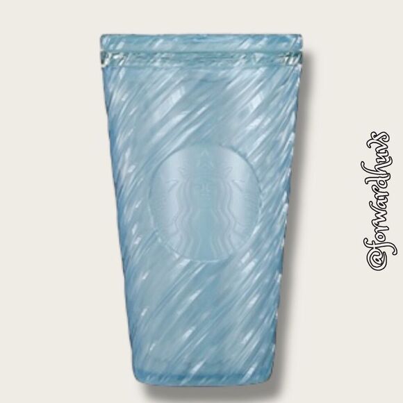 Starbucks 16oz Light Blue Swirl Cold Cups Without Straw - Picture 1 of 11
